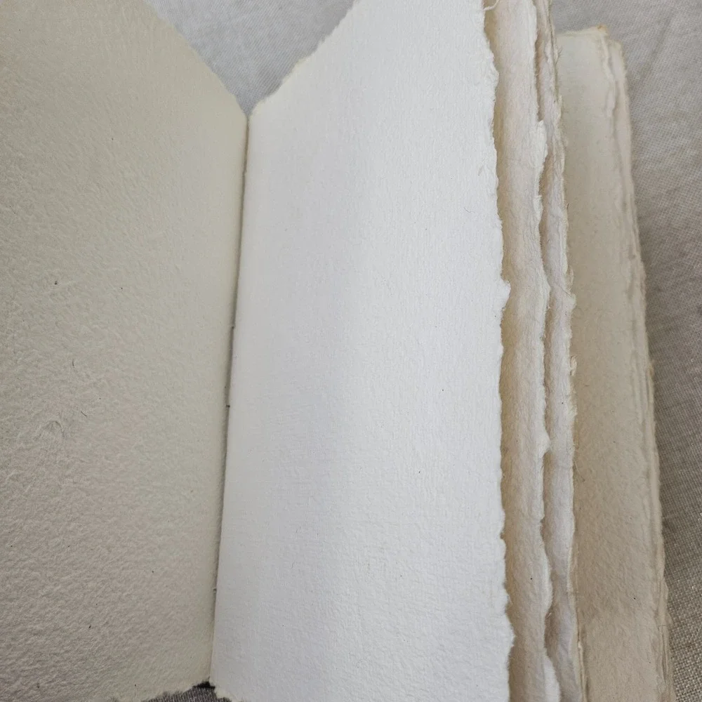 Handmade Black Textured Hardcover Journal Deckle Edge Paper Notebook 10x7 Large